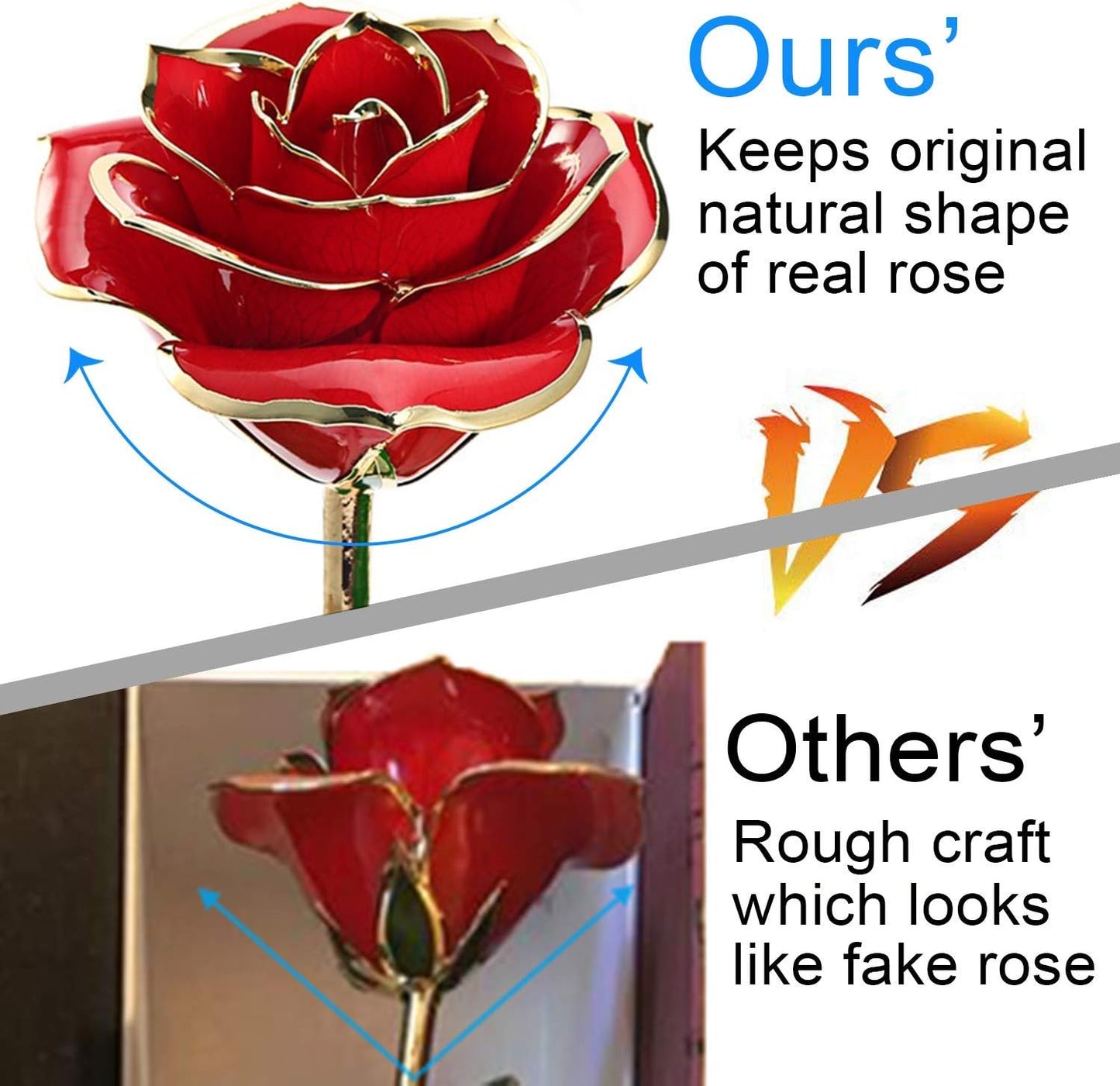 Gifts for Mom  24K Gold Rose Mothers Day, Artificial Flowers Red Rose Flowers Artificial for Decoration, Long Stem with Transparent Stand, Golden Rose Girlfriend Gift