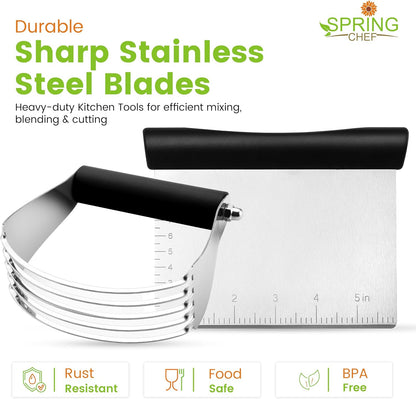 - Dough Blender and Pastry Cutter, Stainless Steel Nut, Pie, Pastry and Dough Cutter and Scraper, Multipurpose Baking Tools with Soft Grip Handles, Black