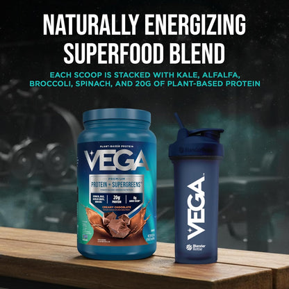 Protein + Supergreens - 20G Plant-Based Protein, Chocolate, 25 Servings, Real Greens & Veggies, n Keto, 0G Added Sugar, Non-Gmo, Gluten Free, Dairy Free, 1.8Lbs (Packaging May Vary)