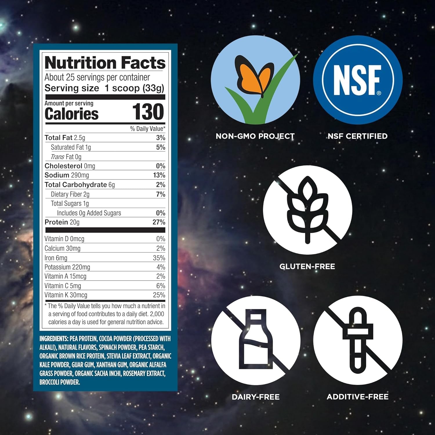 Protein + Supergreens - 20G Plant-Based Protein, Chocolate, 25 Servings, Real Greens & Veggies, n Keto, 0G Added Sugar, Non-Gmo, Gluten Free, Dairy Free, 1.8Lbs (Packaging May Vary)