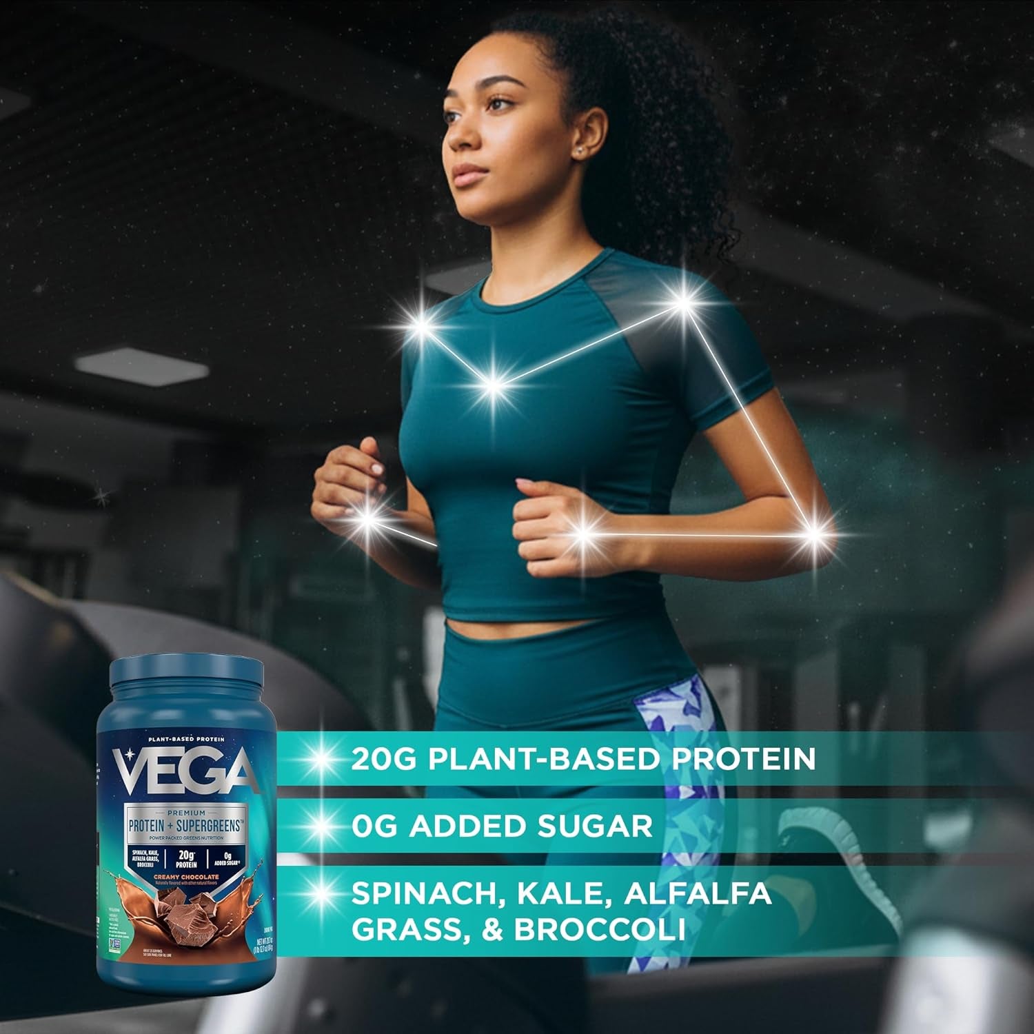 Protein + Supergreens - 20G Plant-Based Protein, Chocolate, 25 Servings, Real Greens & Veggies, n Keto, 0G Added Sugar, Non-Gmo, Gluten Free, Dairy Free, 1.8Lbs (Packaging May Vary)