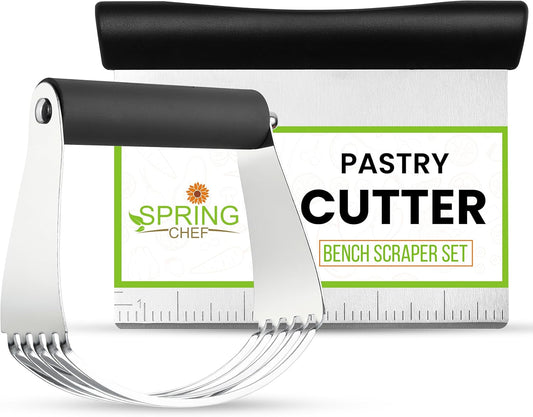 - Dough Blender and Pastry Cutter, Stainless Steel Nut, Pie, Pastry and Dough Cutter and Scraper, Multipurpose Baking Tools with Soft Grip Handles, Black