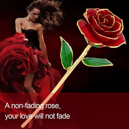 Gifts for Mom  24K Gold Rose Mothers Day, Artificial Flowers Red Rose Flowers Artificial for Decoration, Long Stem with Transparent Stand, Golden Rose Girlfriend Gift