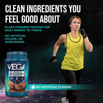 Protein + Supergreens - 20G Plant-Based Protein, Chocolate, 25 Servings, Real Greens & Veggies, n Keto, 0G Added Sugar, Non-Gmo, Gluten Free, Dairy Free, 1.8Lbs (Packaging May Vary)